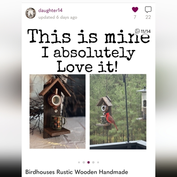 Rustic Wooden Handmade Bird Feeder Blue View - Picture 16 of 16